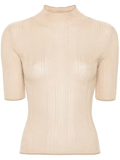 Liu •jo Lurex Sweater In Gold