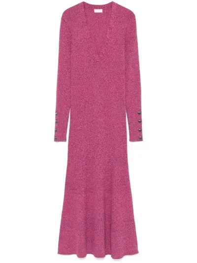 Liu •jo Marl-knit Midi Dress In Pink