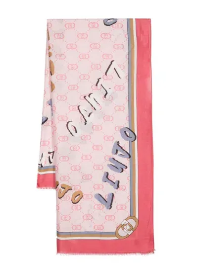 Liu •jo Monogram Stole In Pink