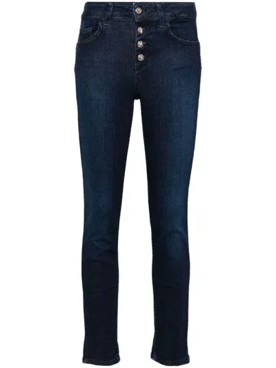 Liu •jo Crystal-button Skinny-cut Jeans In Blau