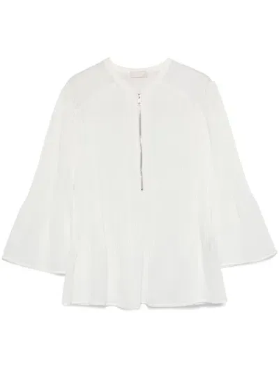 Liu •jo Pleat-detail Blouse In White