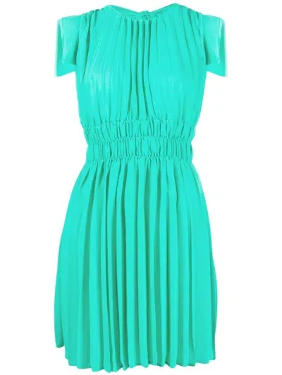 Liu •jo Pleated Tie-back Minidress In Green