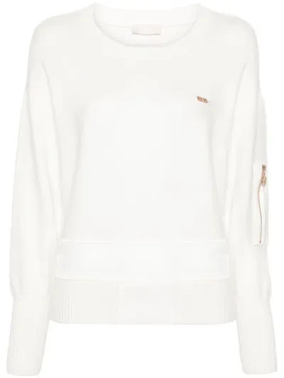 Liu •jo Pocket-detail Crew-neck Sweater In White