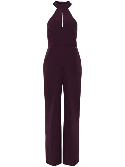 Liu •jo Pussy-bow Collar Jumpsuit In Purple