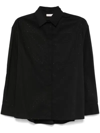 Liu •jo Rhinestone-detailing Shirt In Black