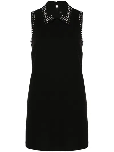 Liu •jo Rhinestone-embellished Cady Mini Dress In Black