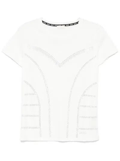 Liu •jo Rhinestone-embellished T-shirt In White