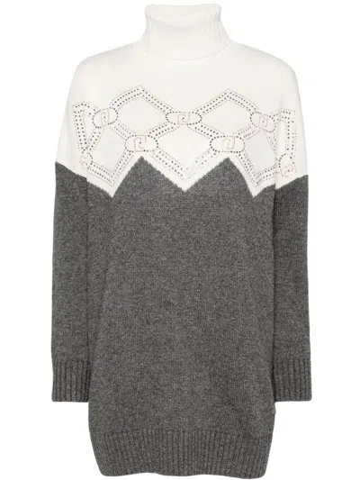 Liu •jo Rhinestone-logo Sweater In White