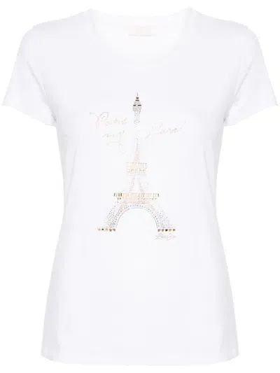 Liu •jo Rhinestoned T-shirt In White