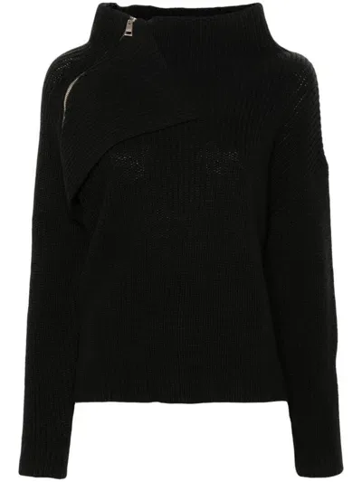 Liu •jo Ribbed-knit Sweater In Black