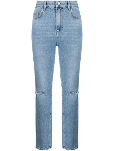 Liu •jo Gerade Distressed-jeans In Blue