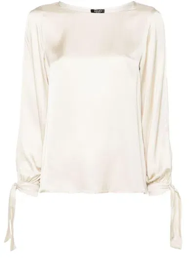 Liu •jo Satin Blouse In Neutrals