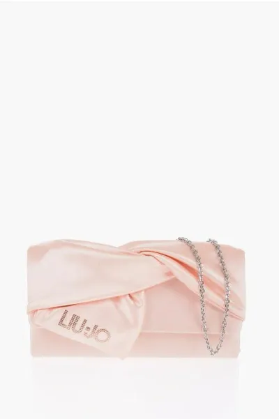 Liu •jo Satin Clutch With Shoulder Chain In Pink