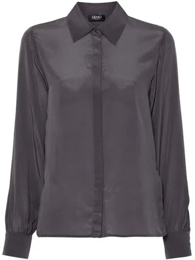 Liu •jo Silk Shirt In Grey