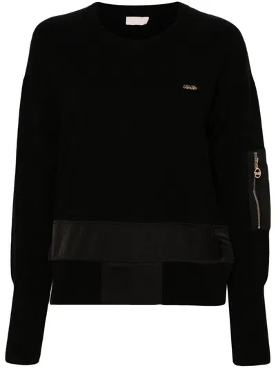 Liu •jo Sleeve-pocket Sweater In Schwarz