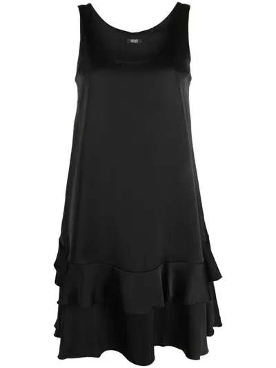 Liu •jo Sleeveless Tiered Mini Dress In Schwarz