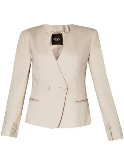 Liu •jo Slim-fit Cropped Blazer In Neutral