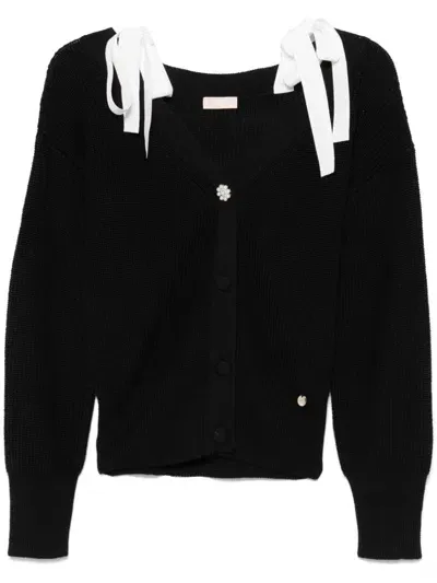 Liu •jo Strap-detail Cardigan In Black