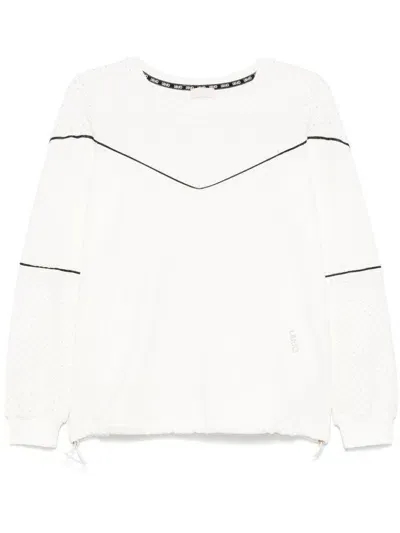 Liu •jo Studded Crew-neck Sweatshirt In White