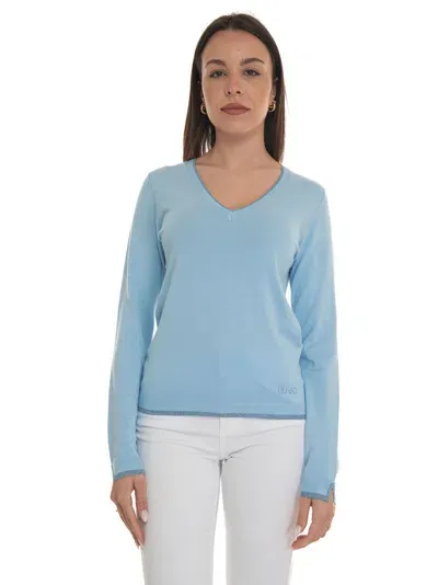 Liu •jo V-neck Pullover In Sky Blue