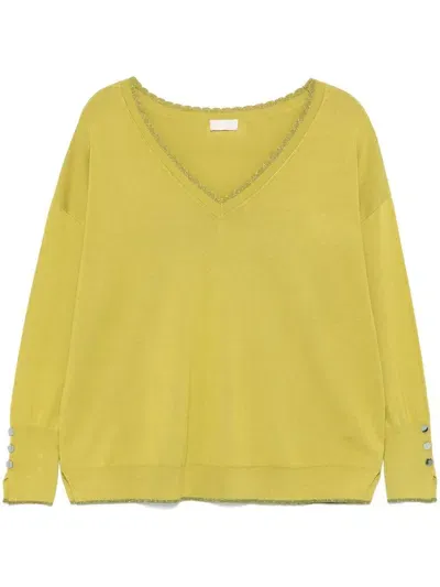 Liu •jo V-neck Sweater In Green