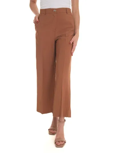 Liu •jo High-waist Cropped Trousers In Bronze