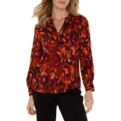 Liverpool Abstract Print Button-up Shirt In Painted Cedar