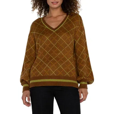 Liverpool Argyle Bishop Sleeve Sweater In Caramel Multi