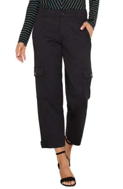 Liverpool Crosshatch Cargo Pants In Black Crosshatch