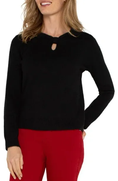 Liverpool Cutout Brushed Sweater In Black