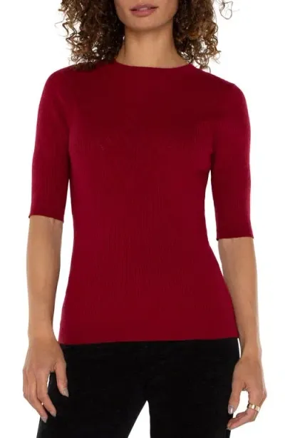 Liverpool Elbow Sleeve Rib Sweater In Ruby Red