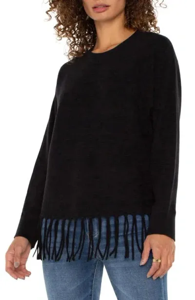 Liverpool Fringe Crewneck Sweater In Black