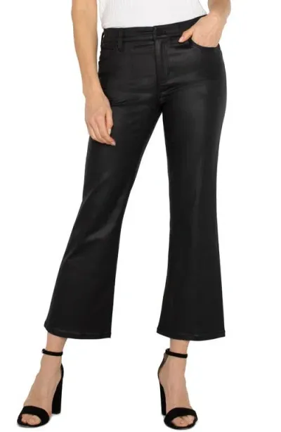 Liverpool Hannah Coated Crop Flare Jeans In Coated Black