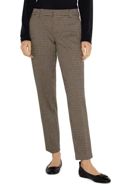 Liverpool Kelsey Check Ankle Pants In Blk,tan Check