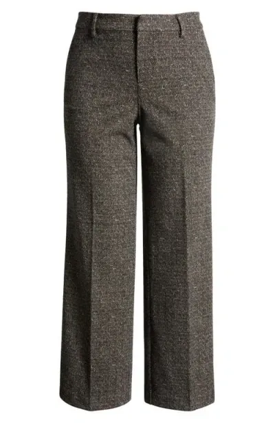 Liverpool Kelsey Herringbone Wide Leg Knit Pants In Black Tan Herringbone