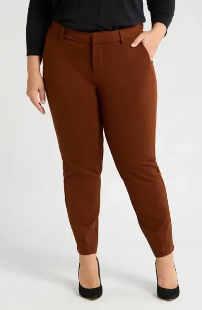 Liverpool Kelsey Ponte Knit Trousers In Rich Mahogany