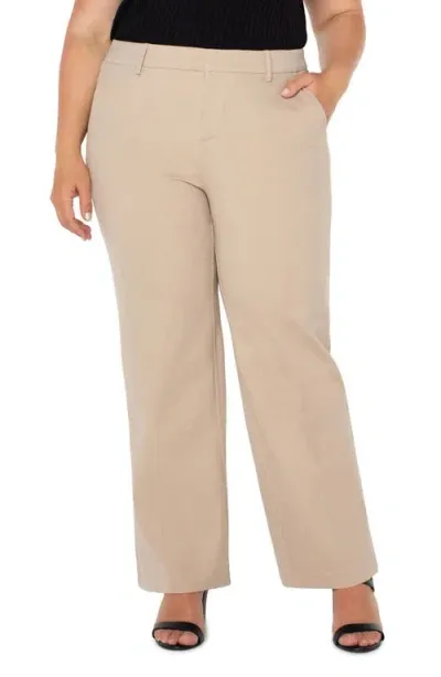 Liverpool Kelsey Wide Leg Knit Pants In Biscuit Tan