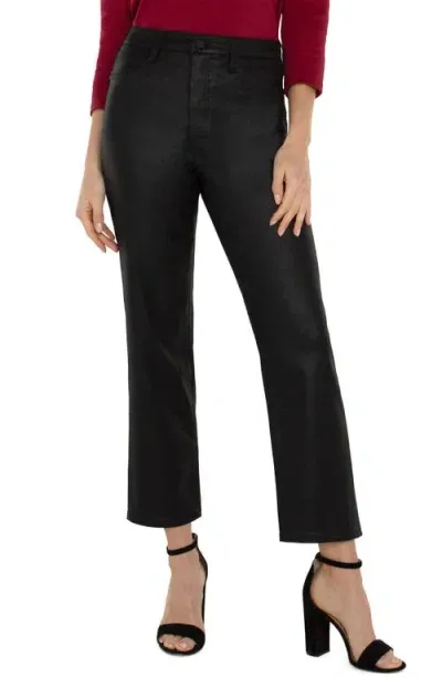 Liverpool Kennedy Crop Straight Leg Jeans In Coated Black