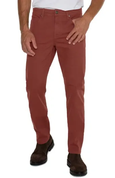 Liverpool Kingston Modern Straight Leg Twill Pants In Brick