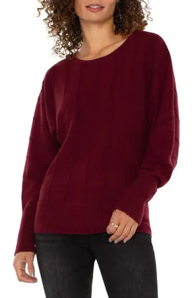 Liverpool Links Stitch Batwing Sleeve Sweater In Dark Pinot Noir