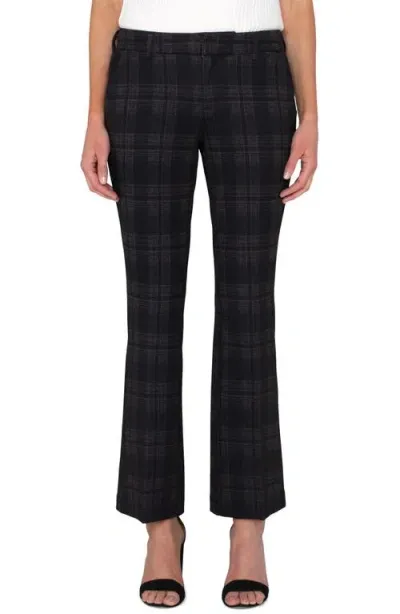 Liverpool Los Angeles Kelsey Flare Ponte Trousers In Black Latte Glen Plaid