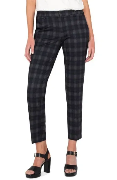 Liverpool Los Angeles Kelsey Plaid Ankle Pants In Charcoal Grey/blueberry Plaid