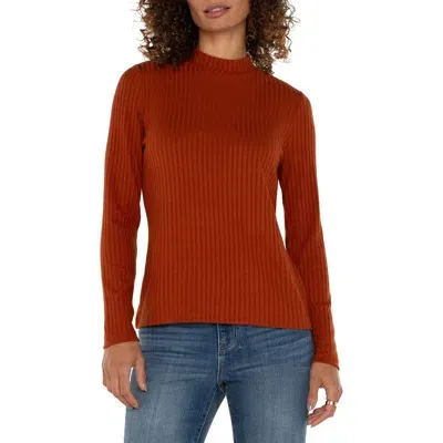 Liverpool Los Angeles Rib Knit Top In Cedar