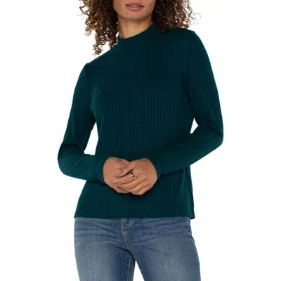 Liverpool Los Angeles Rib Knit Top In Dark Forest