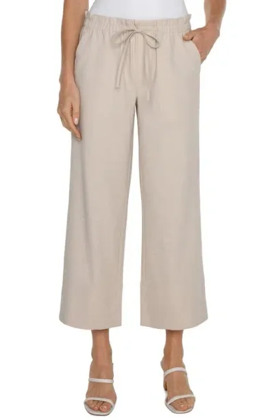 Liverpool Los Angeles Tie Waist Ankle Wide Leg Pants In Dusty Tan