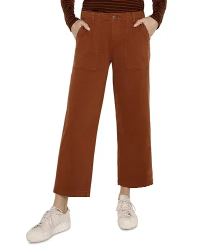 Liverpool Los Angeles Crop Wide Leg Twill Cargo Pants In Burlywood