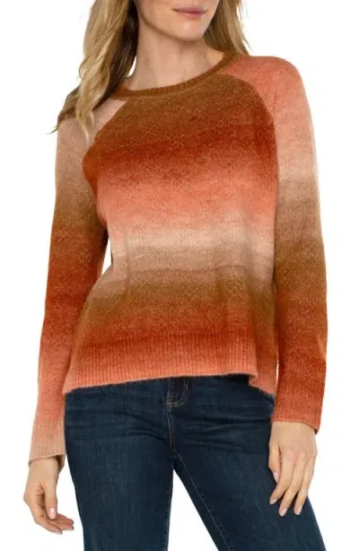 Liverpool Ombré Stripe Raglan Sleeve Crewneck Sweater In Orange Ombre