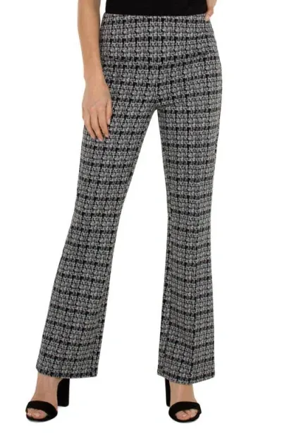 Liverpool Pearl Pintuck Flare Pants In Black/grey Plaid