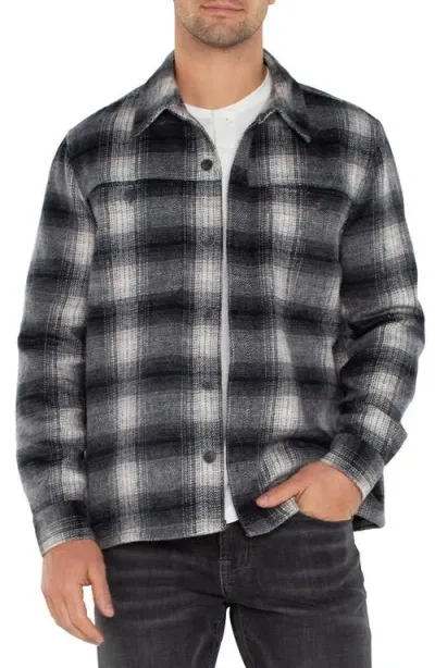 Liverpool Plaid Shirt Jacket In Navy Grey Multi