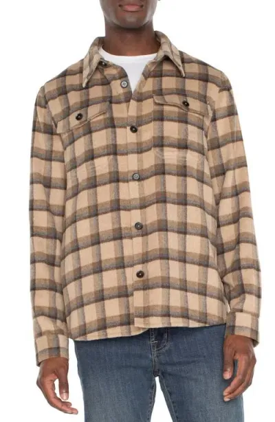 Liverpool Plaid Shirt Jacket In Tan Brown Multi